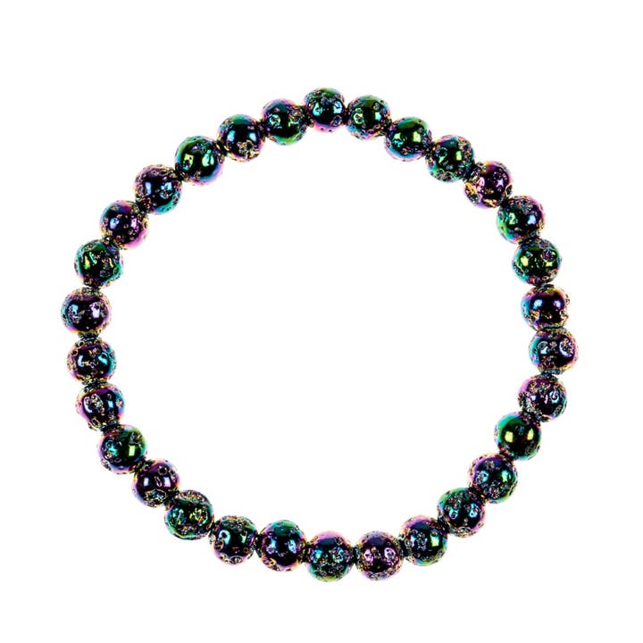 Ole - Wholesale Beaded Bracelet - Electroplated Lava Bead Stretch Bracelet B3448-6MM