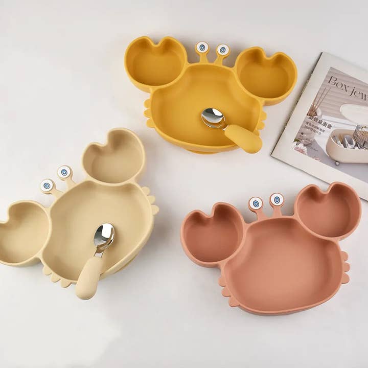Kiyo Home - Wholesale Dinnerware Set - Kids & Baby - Silicone Crab Plate with Cutlery2