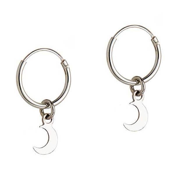 Orecchini a Cerchio in argento con luna 12 MM per la vendita all'ingrosso da parte di Juulry