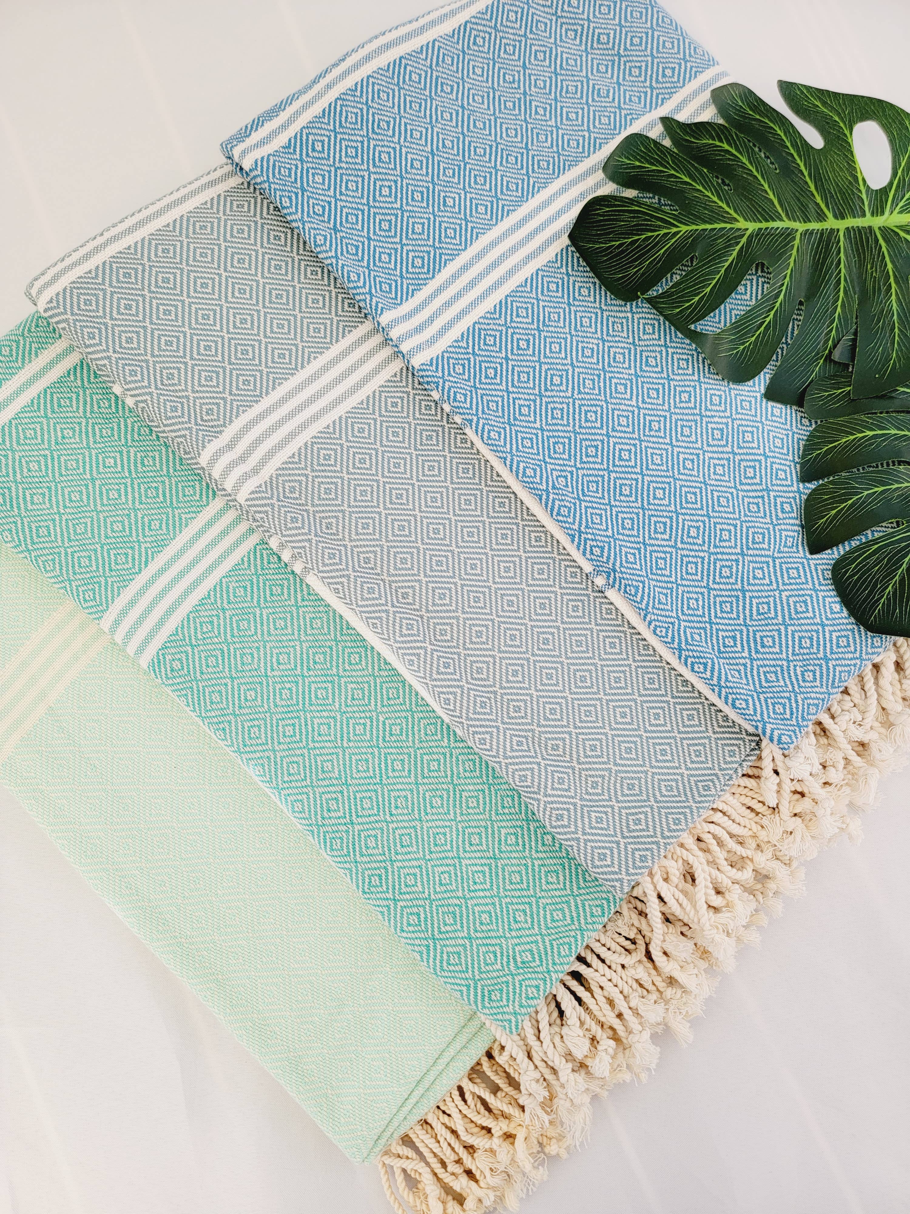 EBRU Home - Wholesale Beach Towel - 5 Turkish Towel set, Assorted sand free Towel - Diamond4