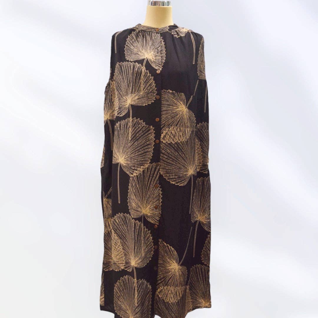 Muumuu Rainbow / DBA Princess Kaiulani Fashions – wholesale Dress – Women's – Shirt Dress with Pockets- Loulu Palm Leaf Print0