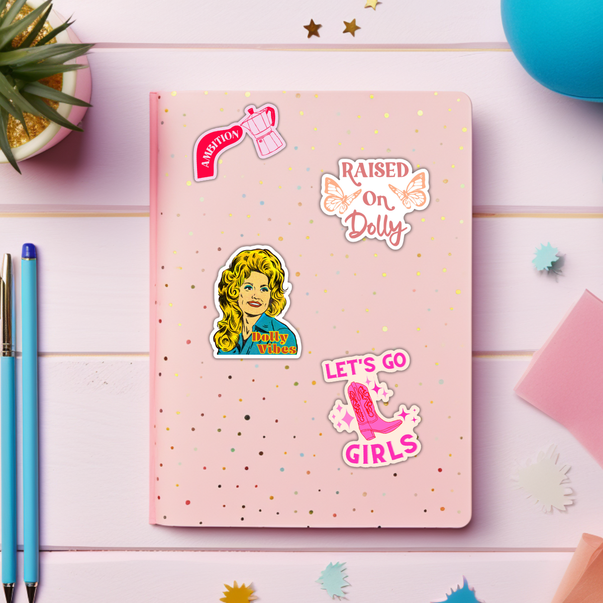 inviting affairs paperie - Wholesale Sticker - Let's Go Girls Pink Boot Sticker1