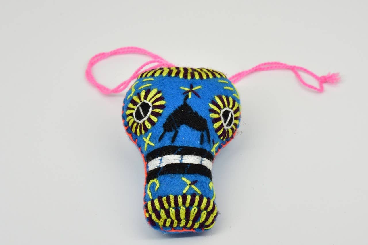 Sanyork Fair Trade – Engroshandel Pynt – Broderet Filt Skull Calavera Mexicansk Oaxaca Garn Ornament1