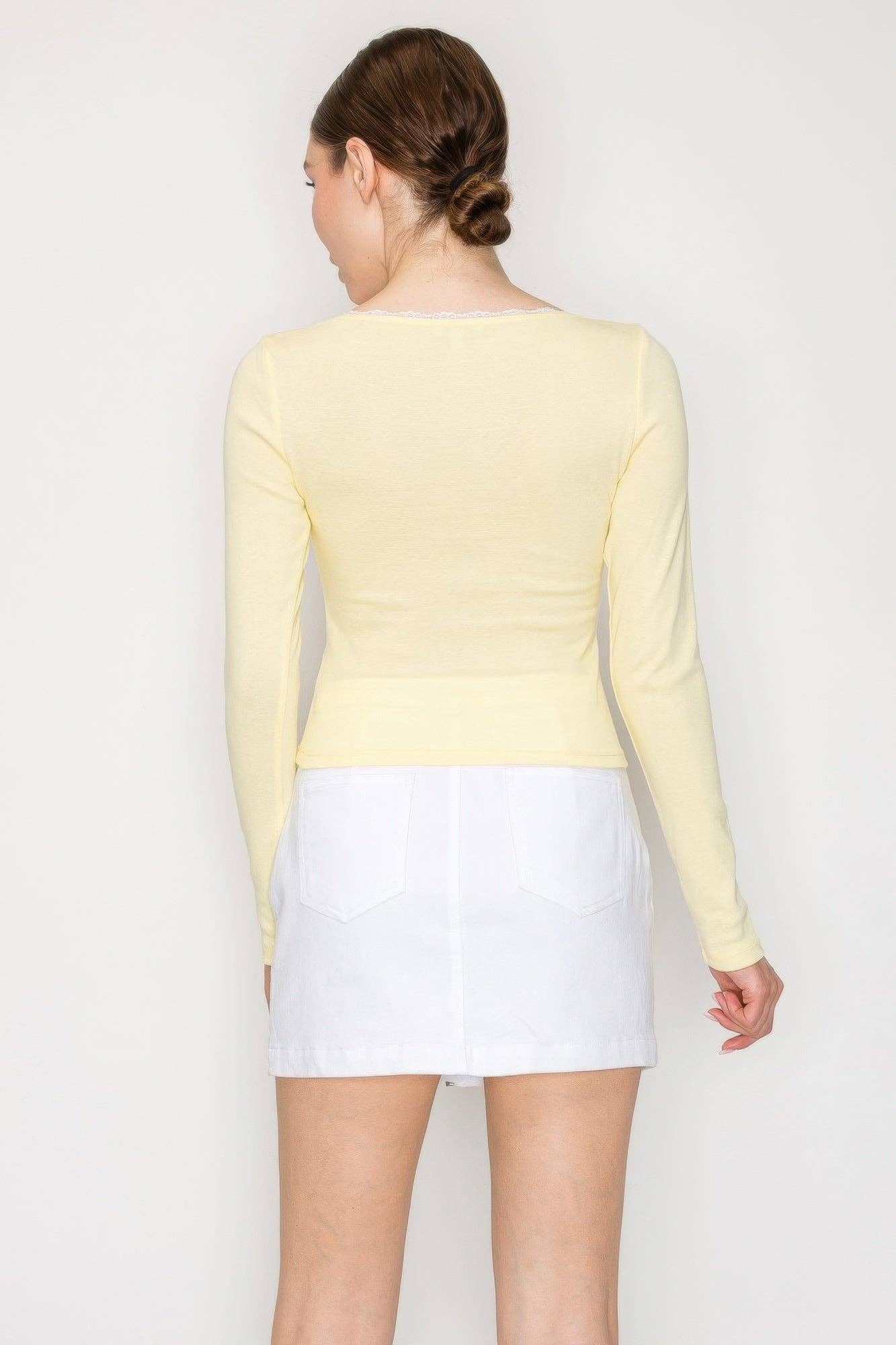 CC Wholesale Clothing - Wholesale Knit Top - Women's - Lace Trim Square Long Sleeve Top0