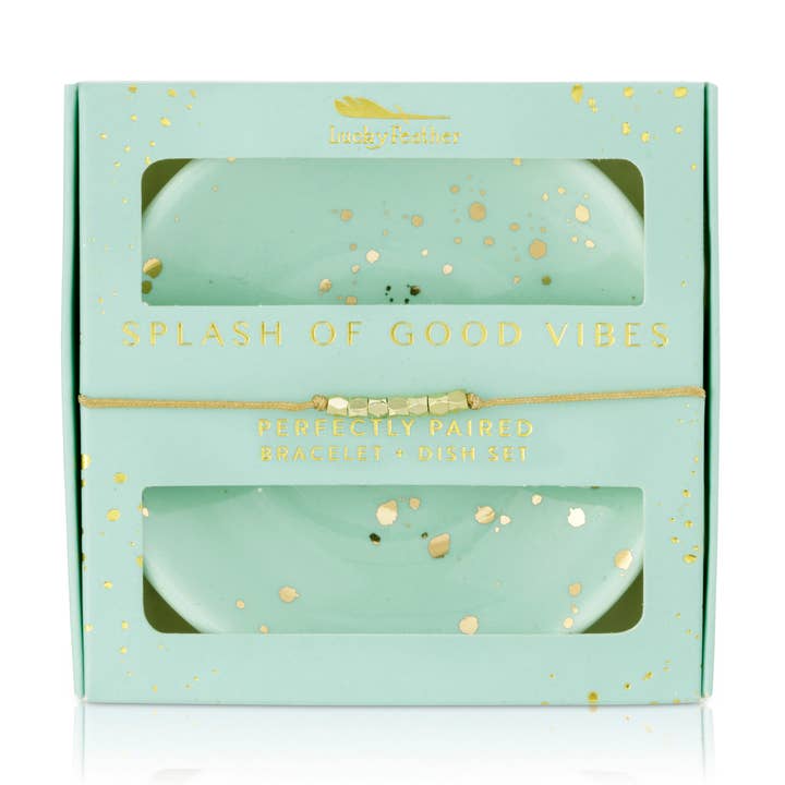 Lucky Feather - Wholesale Jewelry Set - Bracelet-Dish Set Bundle (6 each of 4 units total) + Display