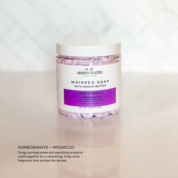 Pomegranate + Prosecco Whipped Soap | Limited Batch for wholesale by Simply Stated Bath & Body