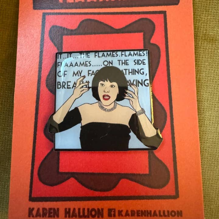 Clue Movie Enamel Pin - Flaaames for wholesale by Karen Hallion Illustration