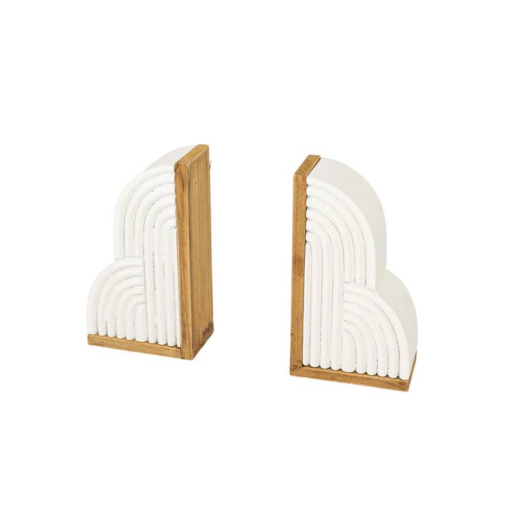 Foreside Home & Garden - Wholesale Bookend - Wren Set 2 Arched Cloud Bookends White Wood