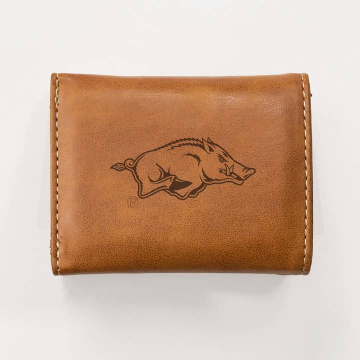 Rico Industries - Wholesale Wallet - Men's - Arkansas Razorbacks Laser Engraved Trifold Wallet, Brown1