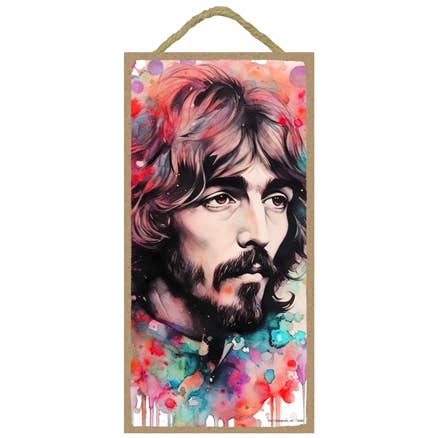 George Harrison en diseño de acuarela, madera de 5 x 10 pulgadas para venta al por mayor de SJT Enterprises, Inc.