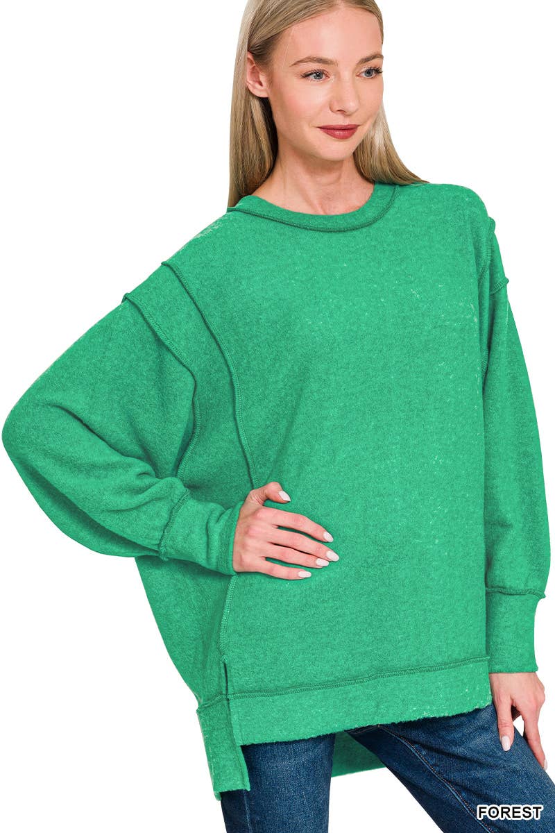 42POPS - Wholesale Knit Sweater - Women's - `.Brushed Melange Hacci Exposed Seam Sweater W/ Side10