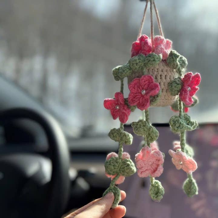 Anh2 LTD - Venta al por mayor Artículo decorativo de mesa - Planta colgante de ganchillo para coche, flor de ganchillo, planta pothos3