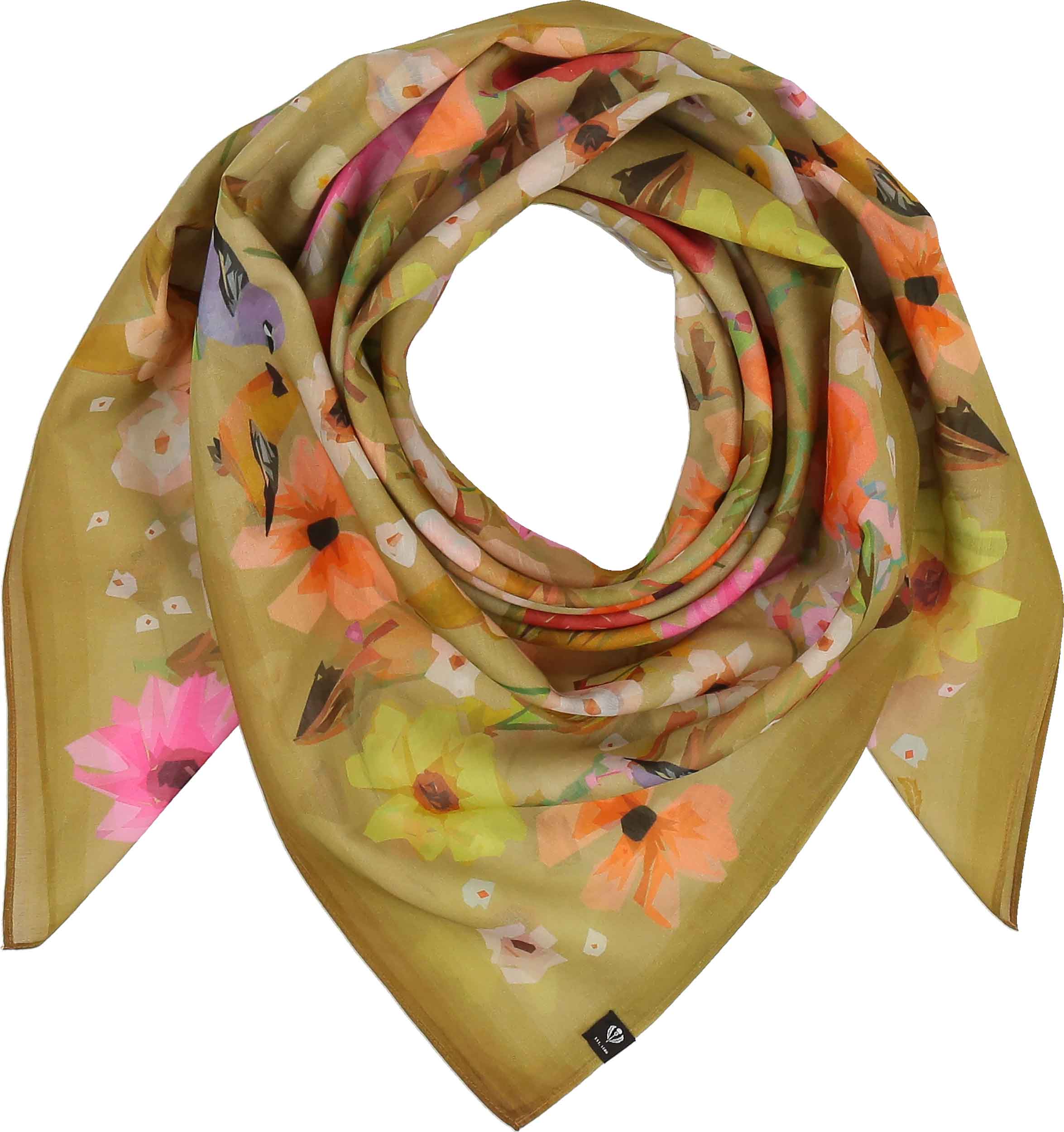 FRAAS - The Scarf Company - Wholesale Scarf - Women's - Floral Birds Cotton Silk Square3