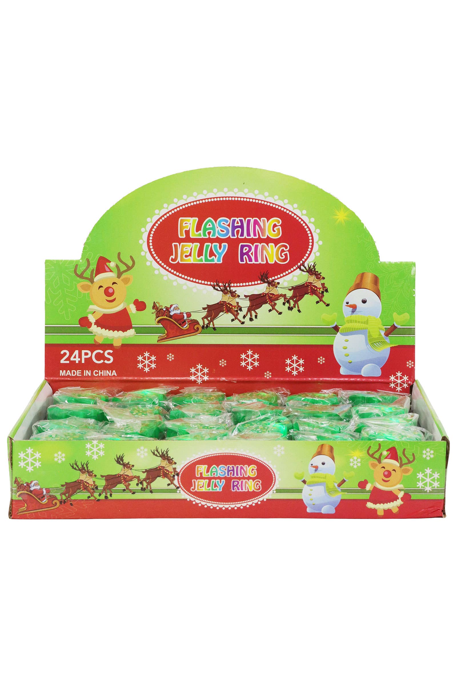 AS SHOWN Christmas Tree Jelly Led Light-up Ring - 24 Pcs for wholesale on Faire4