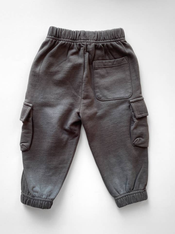 Lucky Link - Wholesale Lounge Sweatpants/Joggers - Kids - Toddler Classic Cargo Sweatpants in Stonewash2