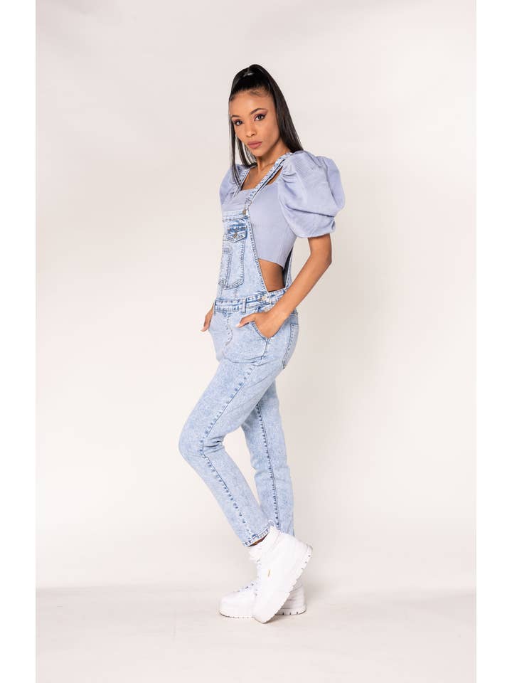 Nina Carter - Wholesale Overalls - Women's - S512 wide stretch boyfriend jean denim overalls5