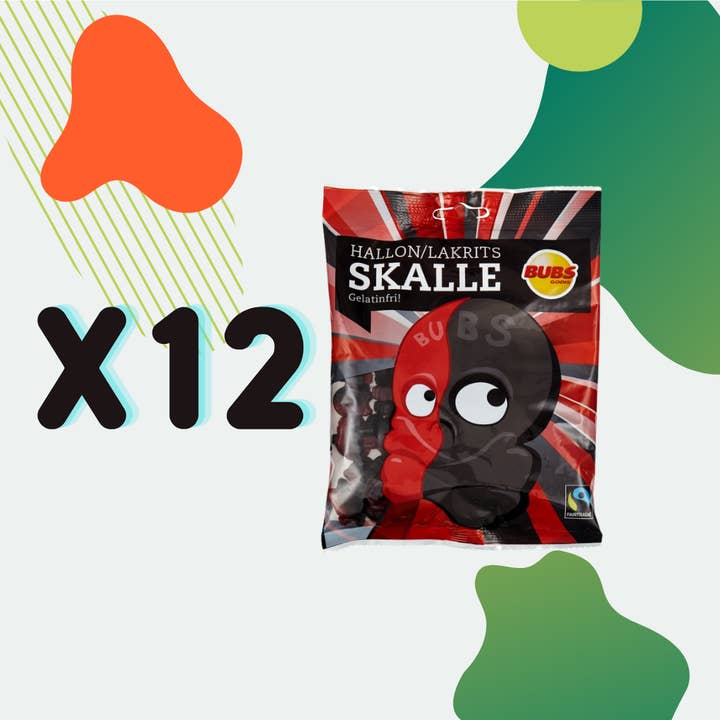 Nordicbangers - Swedish Candy - Wholesale Taffy - Bubs Raspberry/Liquorice Skull 90g Swedish Candy