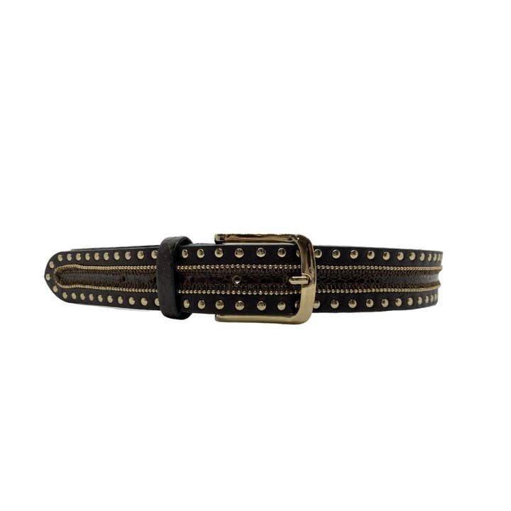 Ceinture à clous dorée Berge x IDPearl pour la vente par idPearl Showroom