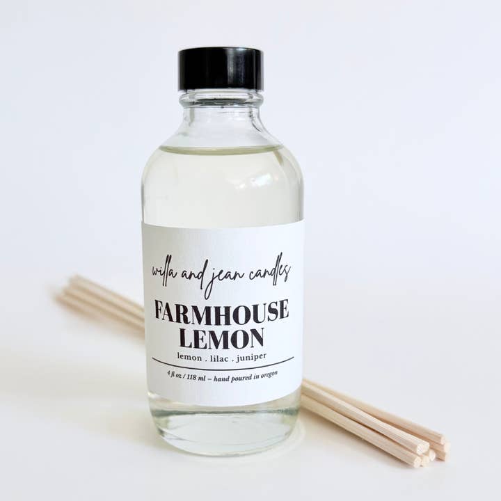Farmhouse Lemon Reed Diffuser for wholesale by Willa and Jean Candles