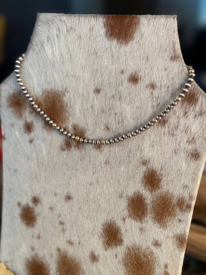 #058 Collier Métaux Mixtes Perle Sterling/Rempli d'Or pour la vente par Z Bars Jewelry