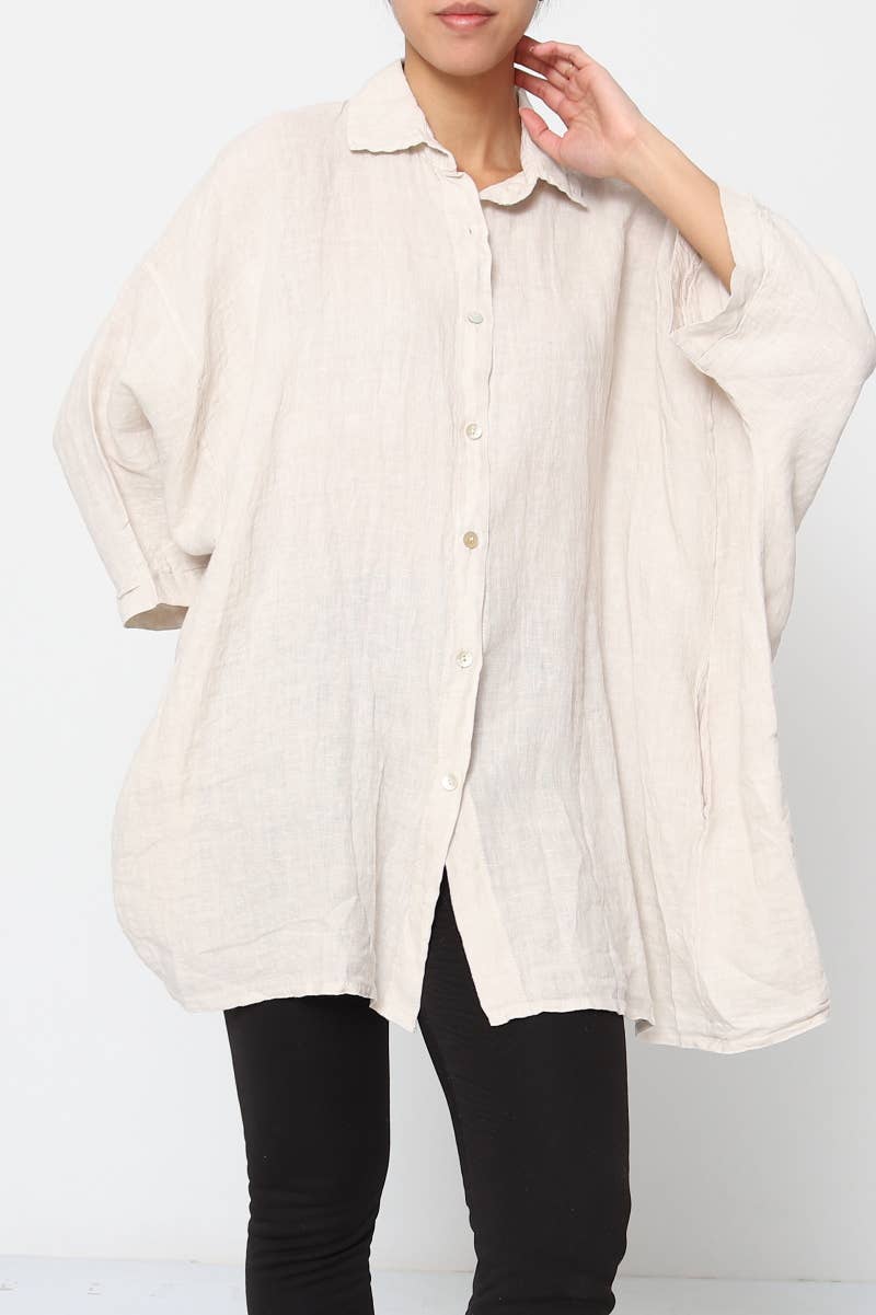 LÉA & LUC - Wholesale Button Down Shirt - Women's - 100% Linen Shirt REF. 28583