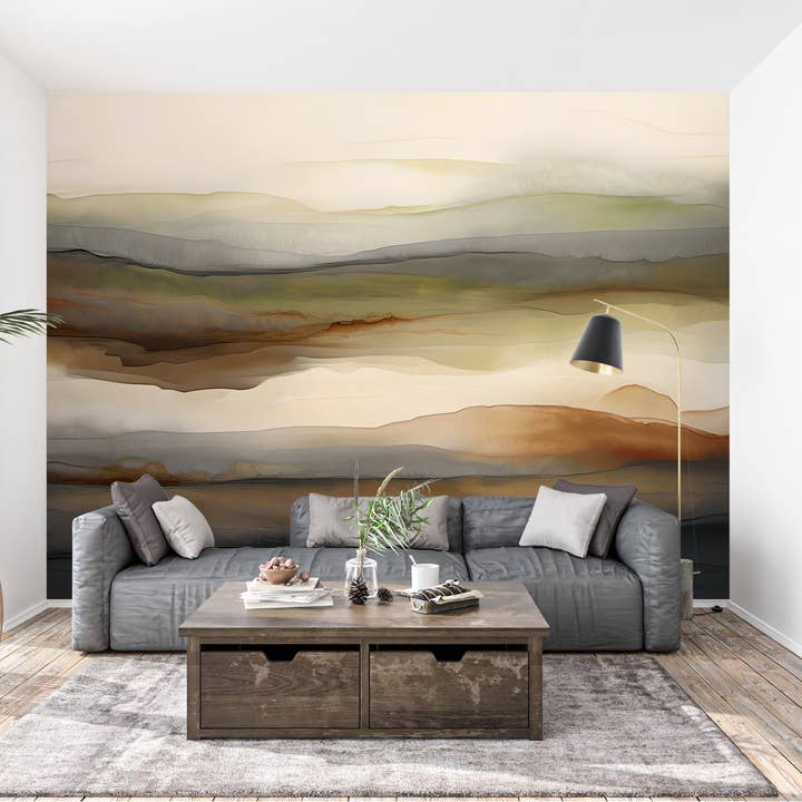 Tuscany Abstract Wall Mural Modern Wallpaper in Peel & Stick Canvas Vinyl or Non-Woven for wholesale by ELOISE WORLD STUDIO