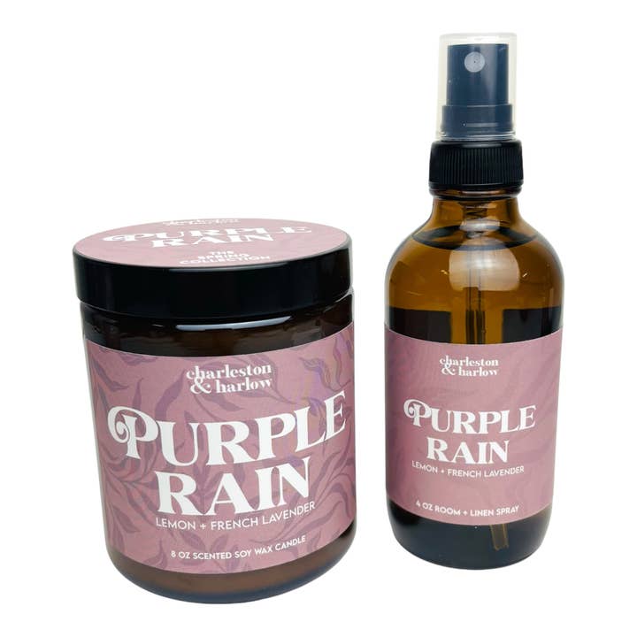 Charleston & Harlow Candle Co. - Wholesale Jar/Filled Candle - SPRING Purple Rain - Lemon French Lavender - Soy Candle1