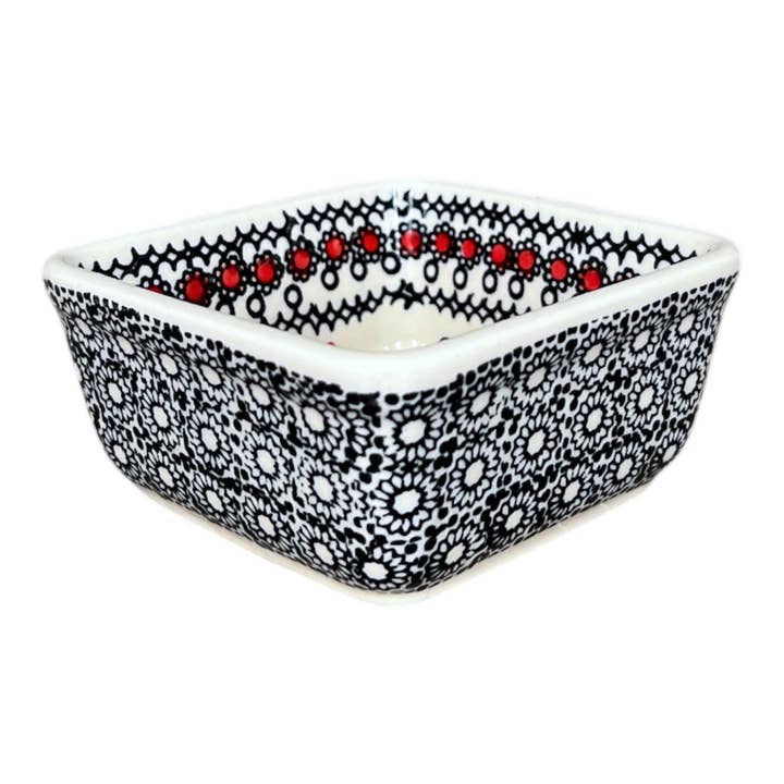 Baker, Square, 3.5" in "Duet in Black & Red" by Manufaktura | P150S-DPCC for wholesale by Polish Pottery Outlet