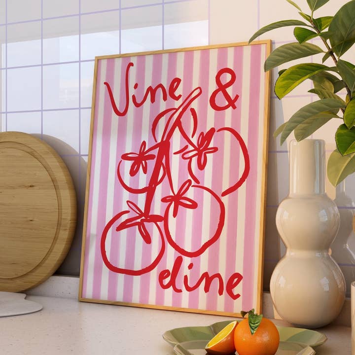 Vine & Dine Kitchen Print for wholesale by Moonshine Prints
