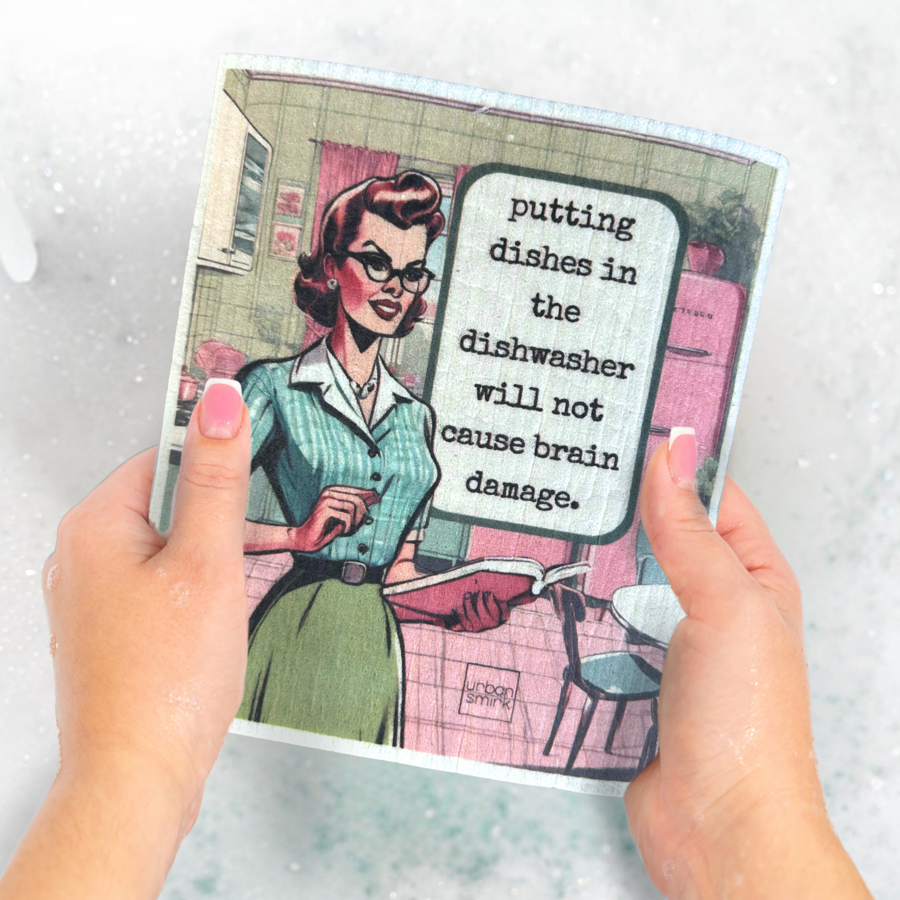 Urban Smirk - Wholesale Dishcloth - Funny Vintage Swedish Dishcloth : Dishwasher Brain Damage1