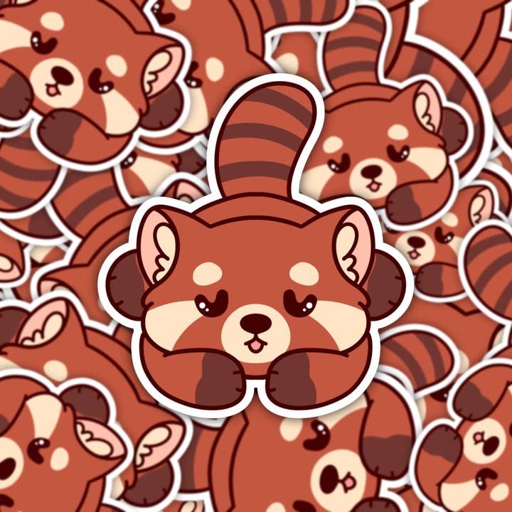 Sleepy Red Panda Waterproof Vinyl Sticker for wholesale by Mashi Box