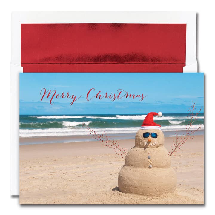 Beach Snowman Boxed Holiday Cards for wholesale by Masterpiece Studios