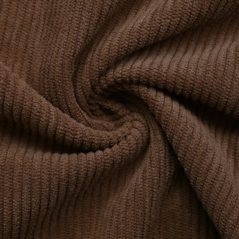 Koffie bruin Vintage corduroy rok met gespleten uiteinden, veelzijdig voor groothandel op Faire8