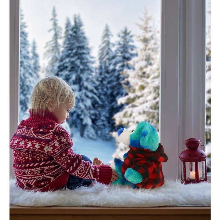 Cota Global - Wholesale Stuffed/plush toy – Kids & baby - SUPER-SOFT PLUSH - BLUE TIE-DYE BEAR 9" W/ RED PLAID HOODIE4