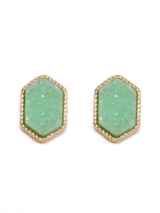 MiMi Wholesale - Wholesale Stud/Post Earrings - VE2334 Peggy Druzy Hexagon Post Earrings6