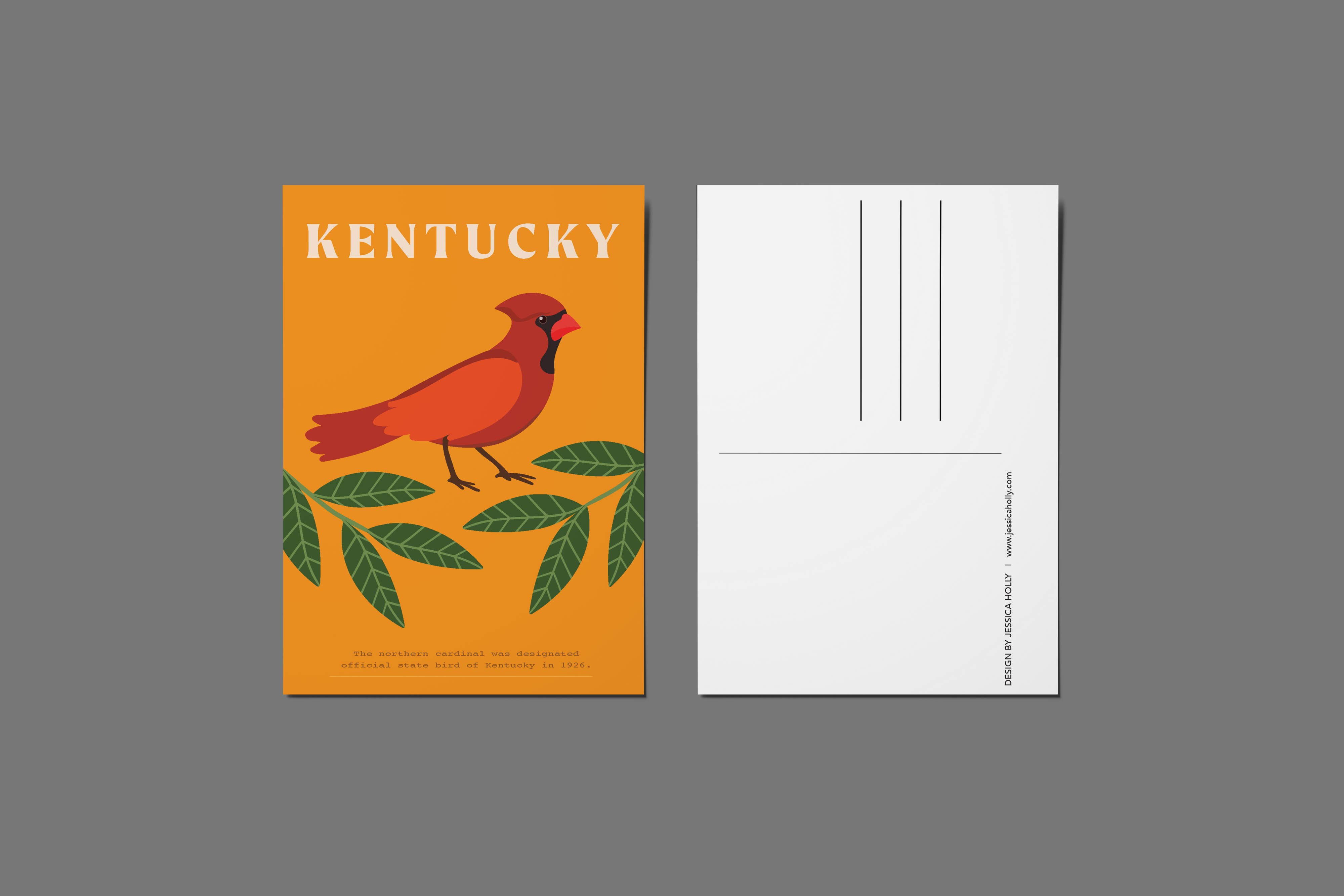 Jessica Holly Creative - Wholesale Postcard - Kentucky State Bird Cardinal Soft Touch Postcard, 4x6in2