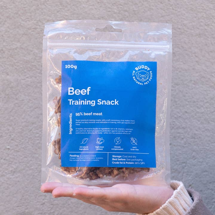 Snacks d'entraînement - Boeuf 100g pour la vente par Buddy Pet Foods