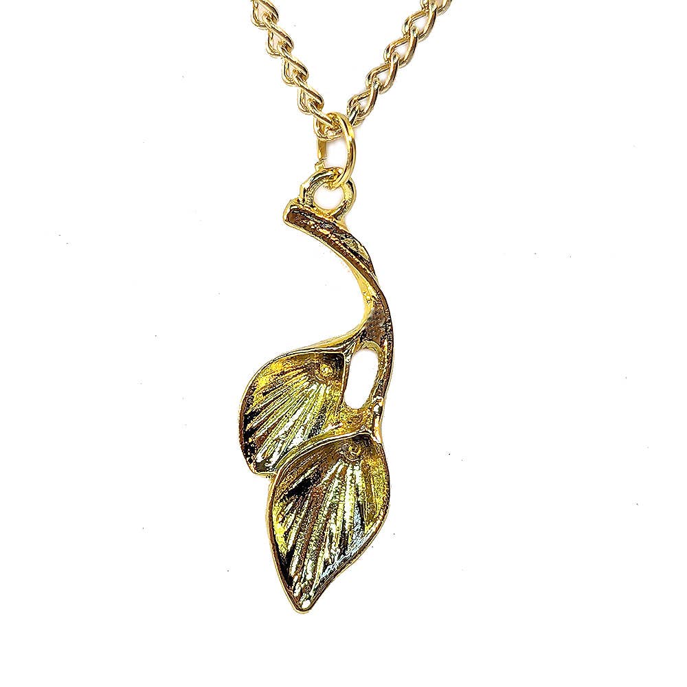 Stylish Jewelry Supply - Wholesale Pendant/Charm Necklace - Gold Double Calla Lily Drop Flowers Necklace0