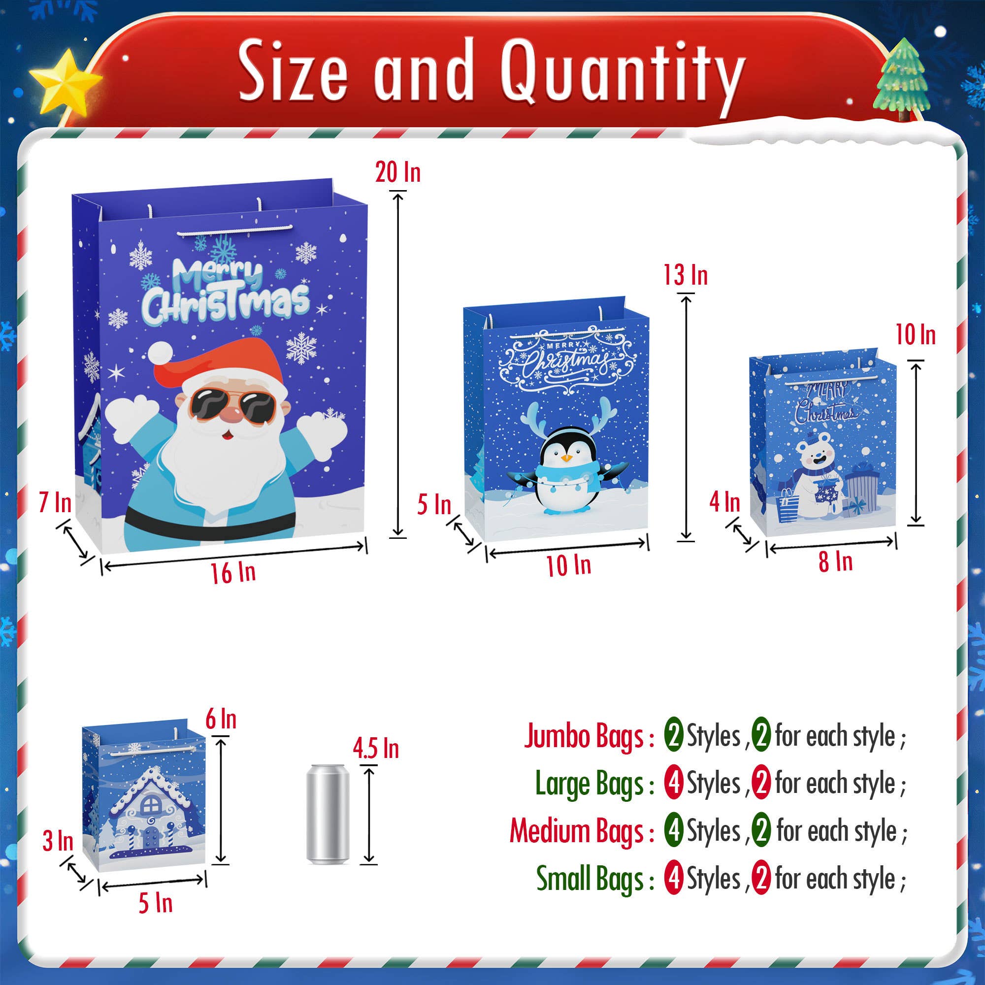 Presence - Wholesale Gift Bag Set/Pack - 28PCS Blue & White Christmas Gift Bags2