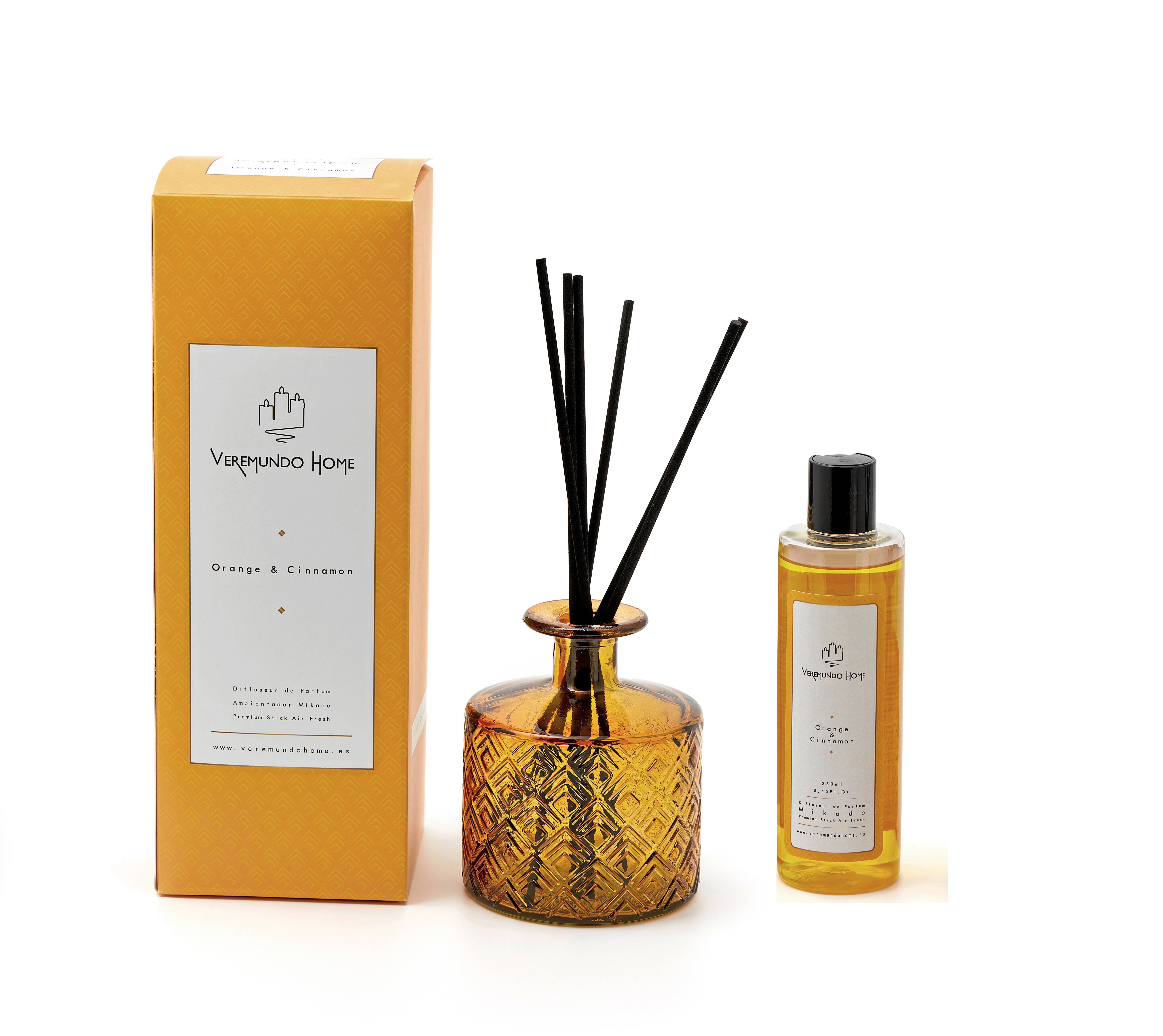 Veremundo Home - Wholesale Reed Diffuser - Organic Aromatic Diffuser - Orange & Cinnamon1