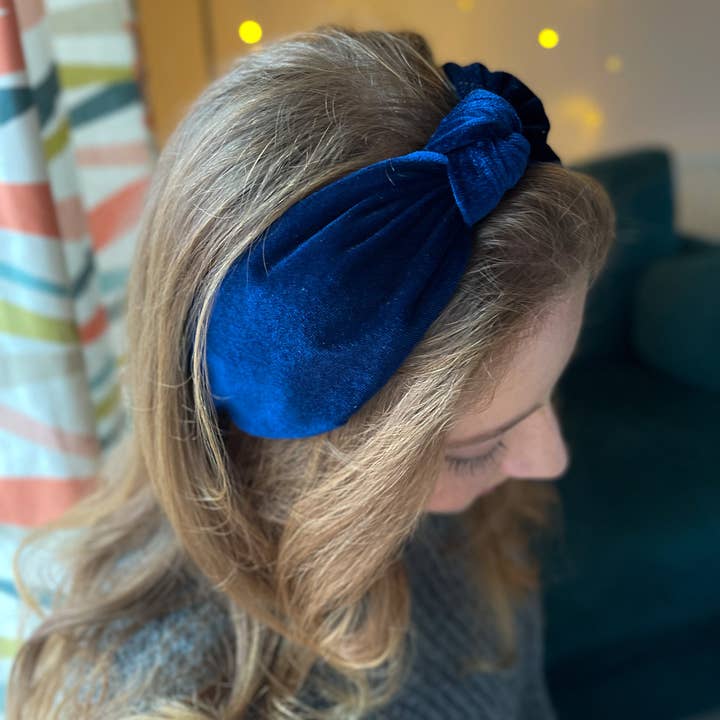 Nine Designs Ltd - Wholesale Fashion Headband - Women's - Knot Headband - Navy Blue Velvet, Christmas Hair Accessory