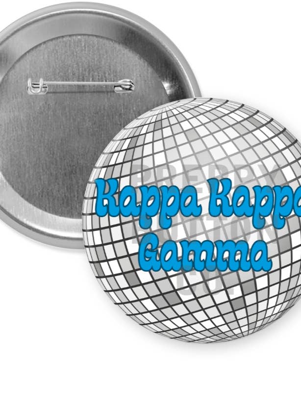 Kappa Kappa Gamma Disco Ball Button for wholesale by Preppy Button Co. LLC.