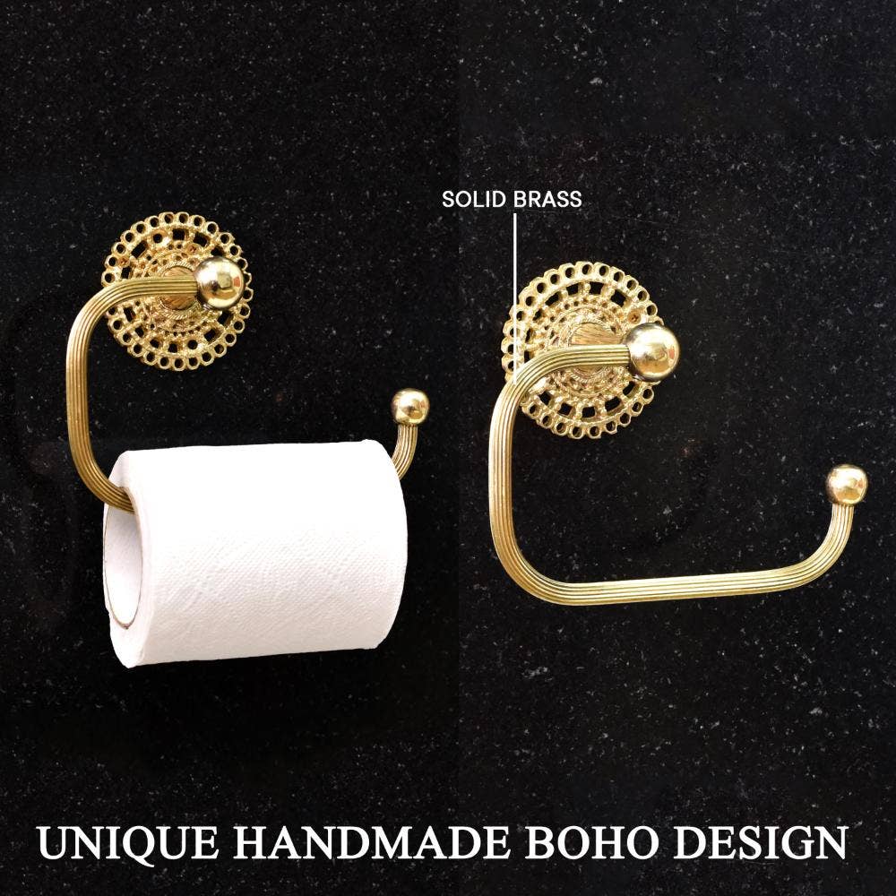 Golden Brass Gold Floral Toilet Paper Roll Holder for Bathroom for wholesale on Faire1