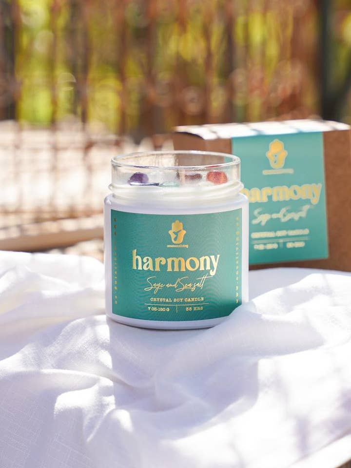 Harmony Crystal Candle for wholesale by Oneness Living