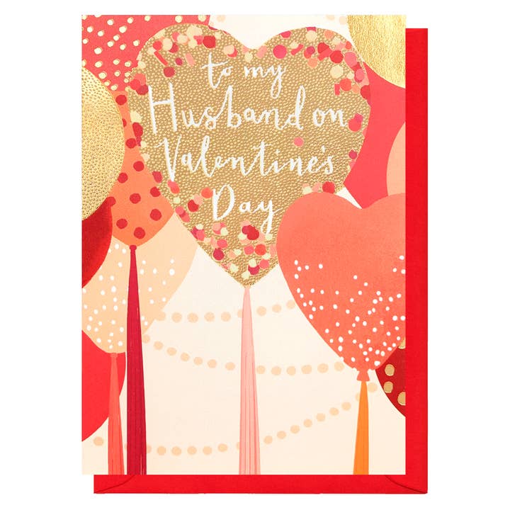 Husband Heart Balloons Card | Valentine Cards | Love Card
for wholesale by Louise Tiler