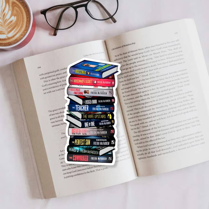 Awfullynerdy.co - Wholesale Bookmark - Thriller Frieda McFadden Book Stack Cardstock Bookmark