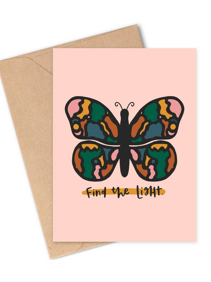 Tarjeta de felicitación Find the Light Butterfly para venta al por mayor de Two Brides Presents