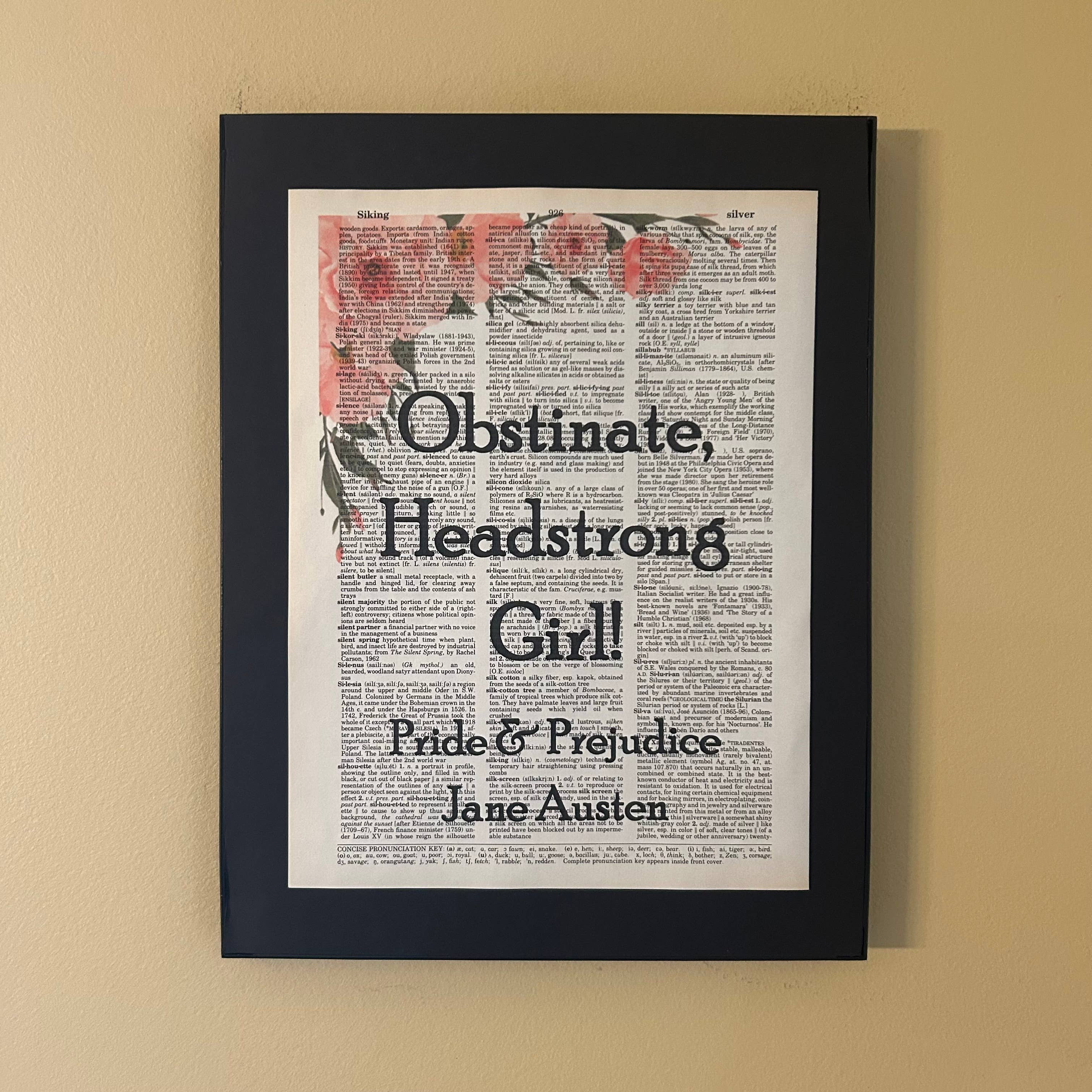 Bookish Birds - Wholesale Art Print - Obstinate, headstrong | Dictionary Print | Vintage Book Art1