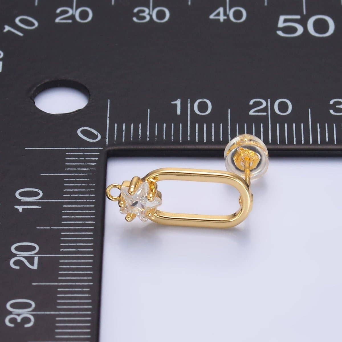Aim Eternal - Wholesale Stud/Post Earrings - 24K Gold Filled Celestial Star Paperclip Loop Stud Earrings Findings | Z10661