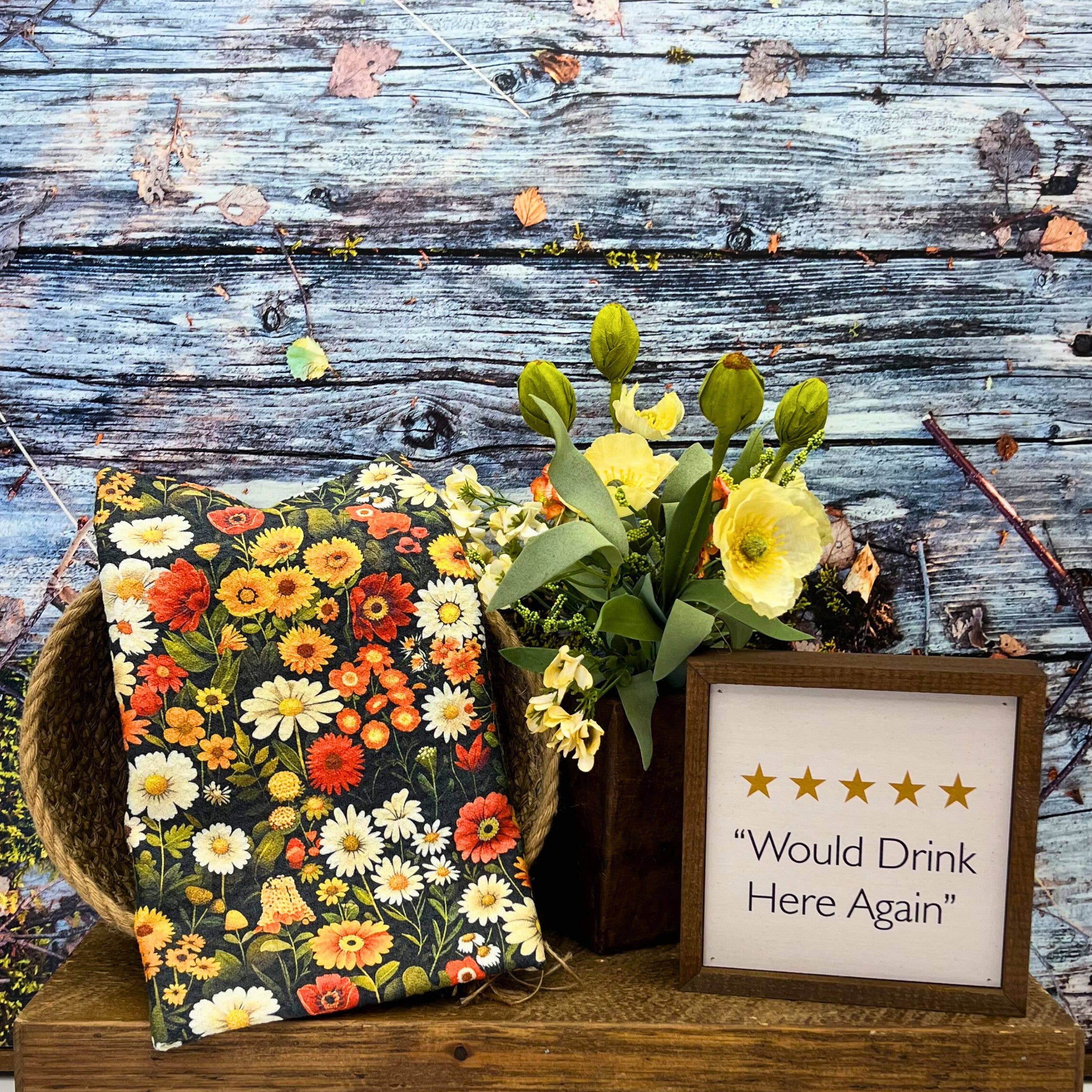 Driftless Studios - Wholesale Tea Towel - Scattered Flowers Waffle Kitchen Tea Towels1